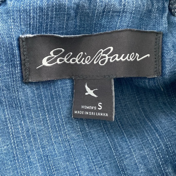 Eddie Bauer Lightweight Blue Chambray Jacket Sz S - Picture 6 of 10